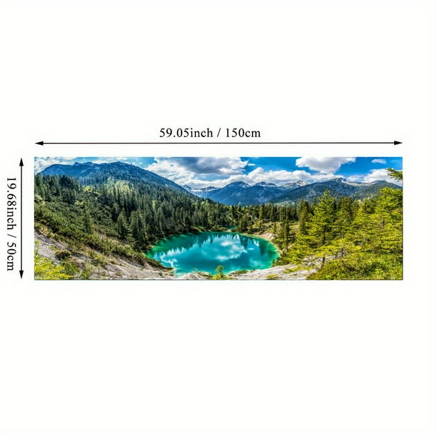 1pc Canvas Painting, Lake Forest Mountain Scenery Painting, Wall Art Decor, For Living Room, Bedroom, No Frame, 19.68*59.05inch