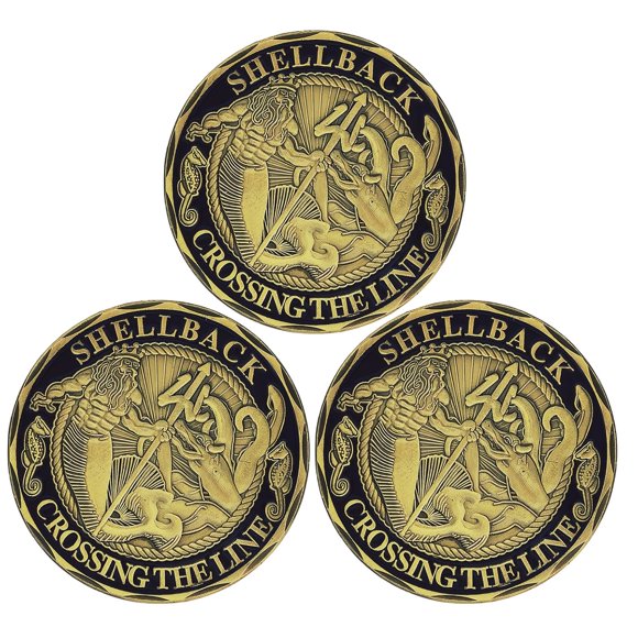 Moneda de desafío WOERDA 40 mm EE. UU. Shellback Crossing – Pack de 3