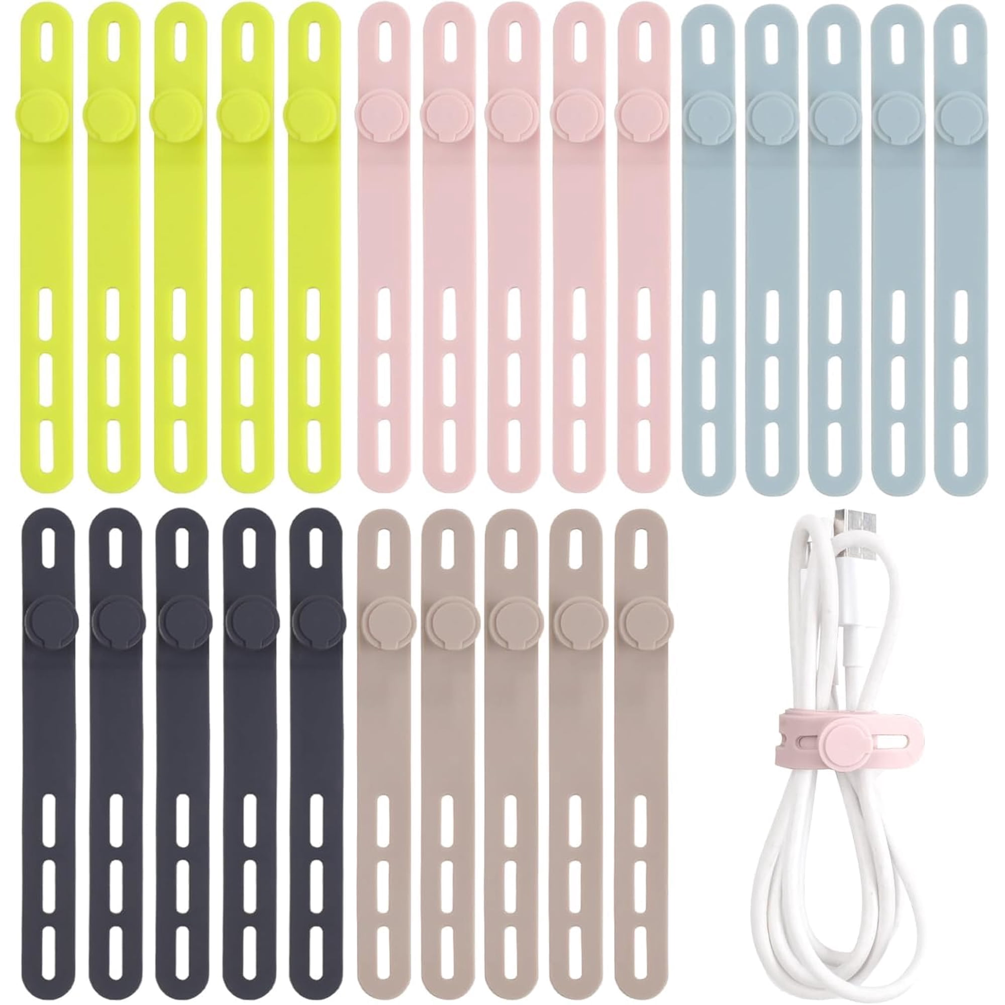 Sujetacables De Silicona Oligei, 25 Unidades, Organizador De Cables Reutilizable
