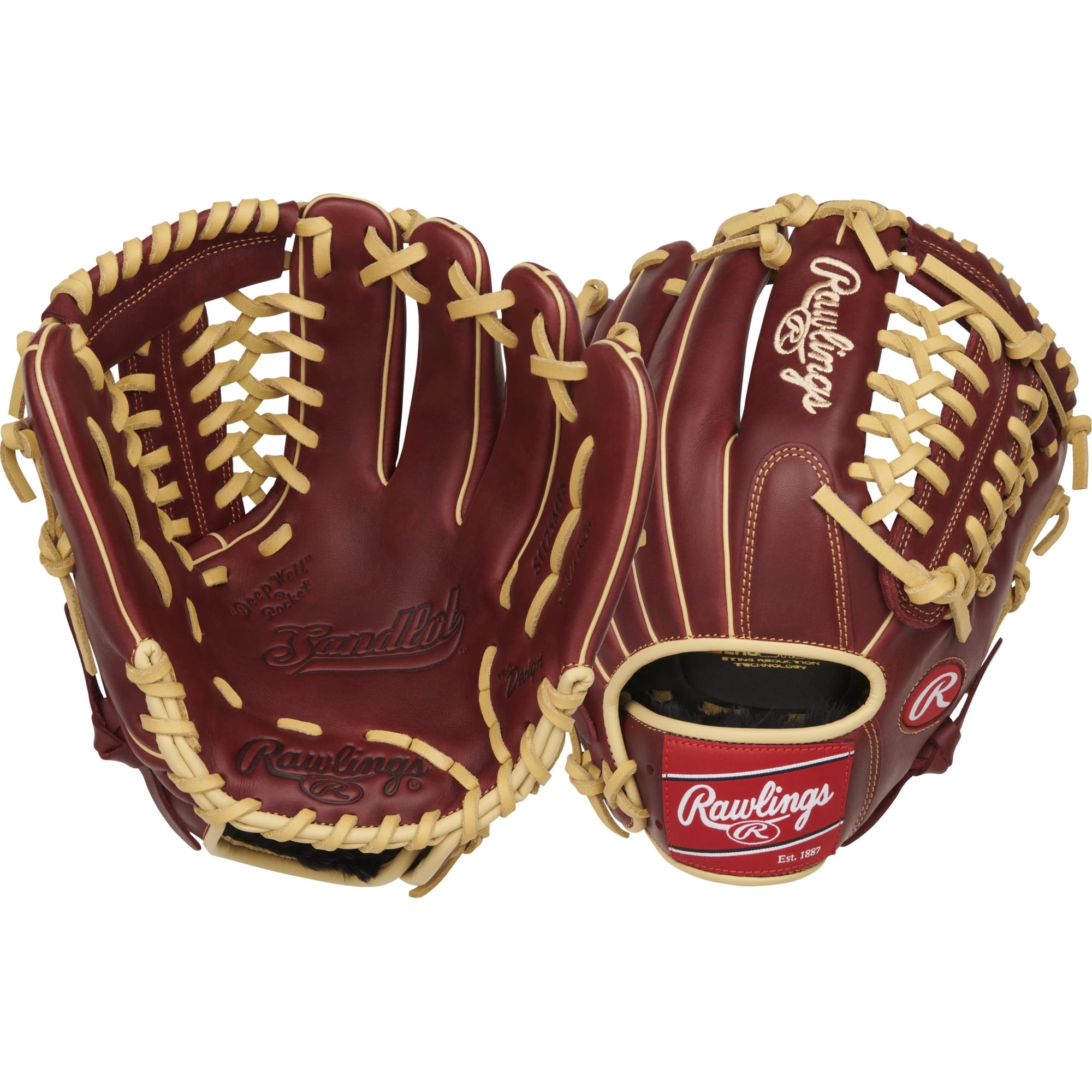 Guante De Béisbol Rawlings 30 cm Burdeos Con Red Trap‑eze Modificada