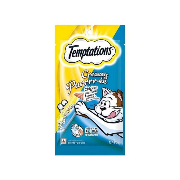 Caja Gatos Temptations Creamy Pollo - Atún 6 Un. (24 Tubos)