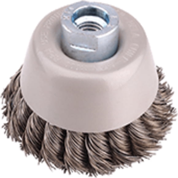 Grata Copa Cónica Acero Inoxidable Trenzado 3'' - Calibre de 0,6 mm - Toma M14 - Hela