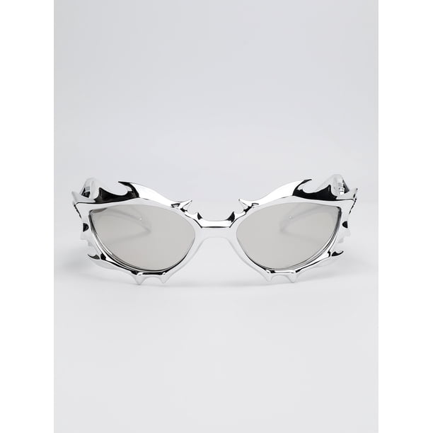 POLASUP GAFAS LENTES DE SOL Gafas de sol unisex futuristas cyberpunk de color blanco plateado con protección UV400