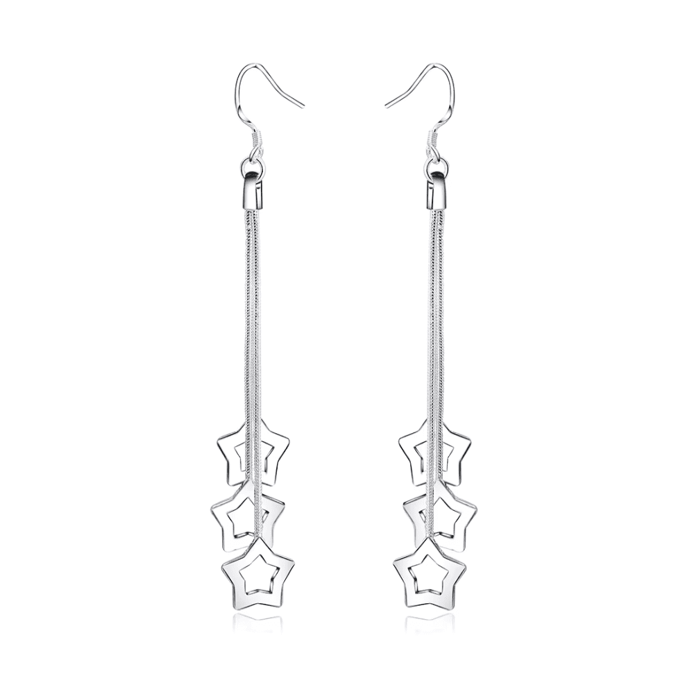 Fershop - Aros Plata Pendientes Colgantes Estrellas