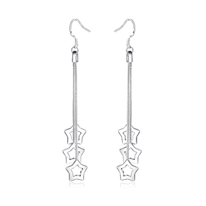 Fershop - Aros Plata Pendientes Colgantes Estrellas