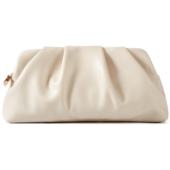 Bolso FanChris 25 cm con pliegues – Clutch color crema