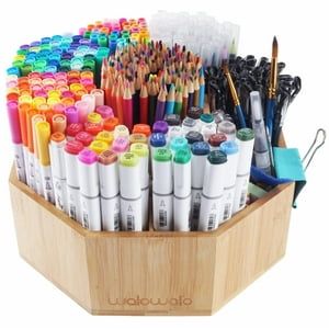 Organizador Art Supply Walowalo Bamboo Rotating, Más De 800 Lápices