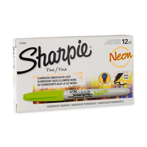 Rotulador Sharpie Neon Fine Point, Permanente, Verde Neón, 12 Unidades