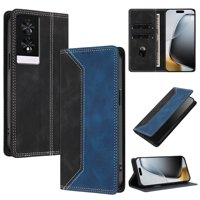 Funda Foxdock Para Tcl 40 Nxtpaper 4G De Cuero Premium Bicolor Con Ranuras Rfid, Carcasa Tipo Billetera Antigolpes Y Soporte Plegable