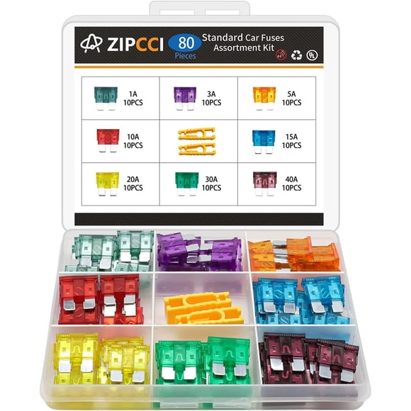 Kit Fusibles Auto ZIPCCI 80 Unidades 1A-40A Surtido Estándar