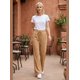 thumbnail image 3 of Pantalón Mujer Flare Pierna Ancha Cintura Elasticada Camel, 3 of 8