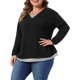 thumbnail image 4 of Agnes Orinda Conjuntos de Halloween para Mujeres Tallas Grandes Blusa Escolar Universitaria de Bloque de Color Cuello en V Manga Larga Suéter Suave Casual Túnica Tops 1X Negro, 4 of 6