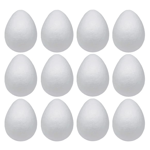 Huevos de espuma Crafjie 12 cm 12 unidades blanco liso para manualidades