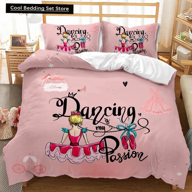 v1911 Bed Sheets Girl Duvet Cover Set Pink Fashion Girl Sister Flowers Bedding Set Kids Girls Theme Double Queen King Size Polyester Qulit Cover 3-Piece Bedding Set (1 Duvet Cover + 2 Pillow Shams) Be