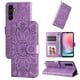 thumbnail image 1 of Funda tipo cartera FOXDOCK para Samsung Galaxy A24 4G , diseño girasol en relieve, cuero PU, cierre magnético, soporte y tarjetero, 1 of 5