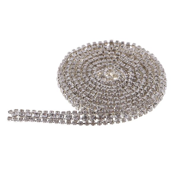 Rhinestone de 1 yarda cierre de cadena para joyería artesanal de plata con diamante