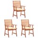 thumbnail image 1 of Juego de 3 sillas de comedor para exteriores VidaXL de madera de acacia con cojines, 1 of 9
