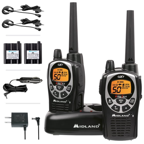 Radio bidireccional Midland GXT1000VP4 de 50 canales GMRS de largo alcance
