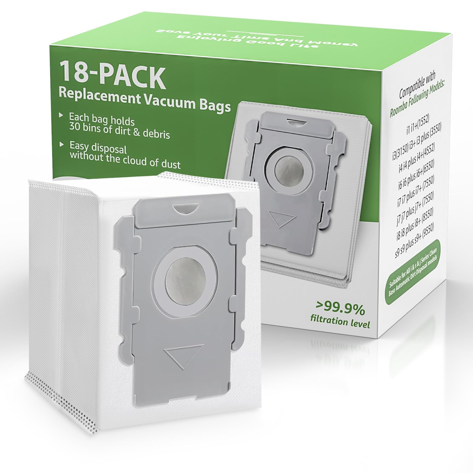 Gofwe - Paquete De 18 Bolsas De Aspiradora Para Irobot Roomba I7, I8, I3, I4, I6, S9