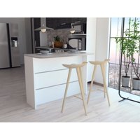 Tuhome - Isla De Cocina Fendi Gris Y Blanco 90X120X60 Cm