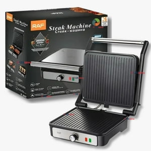 Raf - Plancha Parrillera Eléctrica 2000W Asadora Doble Cara Antiadherente