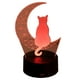 thumbnail image 2 of Lampara Ilusion 3d Gato En La Luna De 7 Colores Base Touch, 2 of 7