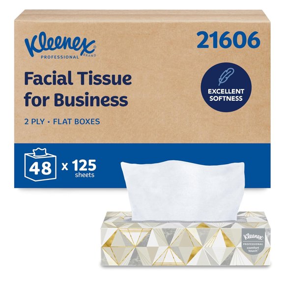 Kleenex Professional Facial Tissue, Bulk, 48 cajas de 125 pañuelos