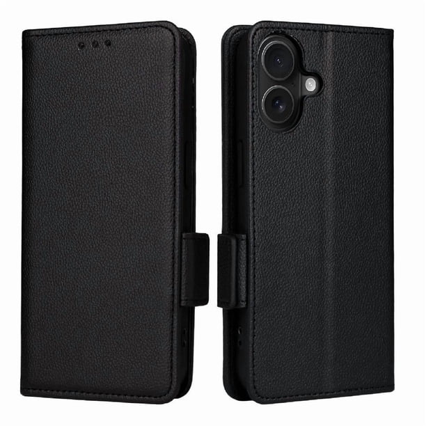Funda Cartera para iPhone 17 Tapa Flip con Ranuras y Soporte Negro
