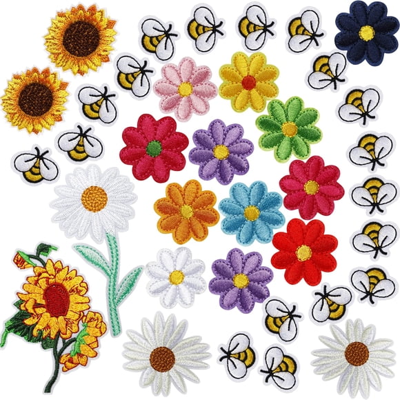 Parches bordados (aplique) jauoeoy 36 piezas – Abejas y flores