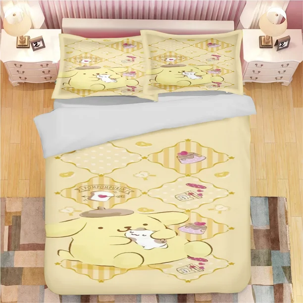 Pompompurin Dog Quilt Cover Children Cartoon Duvet Animation Printed Comforter Polyester Bedding Gift Bed Sheets
