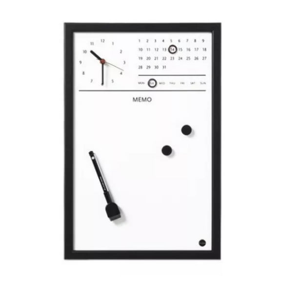Pizarra Bi-Cg0117216 Magnética Reloj 45X30 Cm Negro