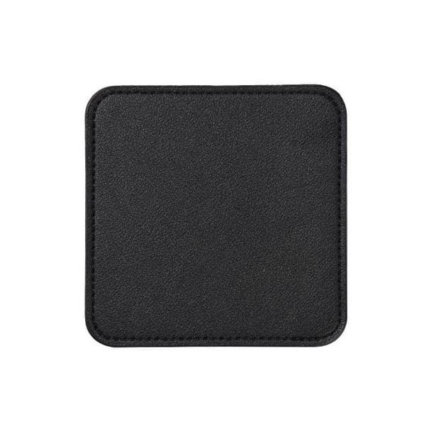 XmhyTop Juego de 4 Posavasos Rectángulo de Piel Suave con Costura Decorativa, Ideal para Tazas, Mesas de Madera y Decoración Hogar, 3.6 Pulgadas, Negro