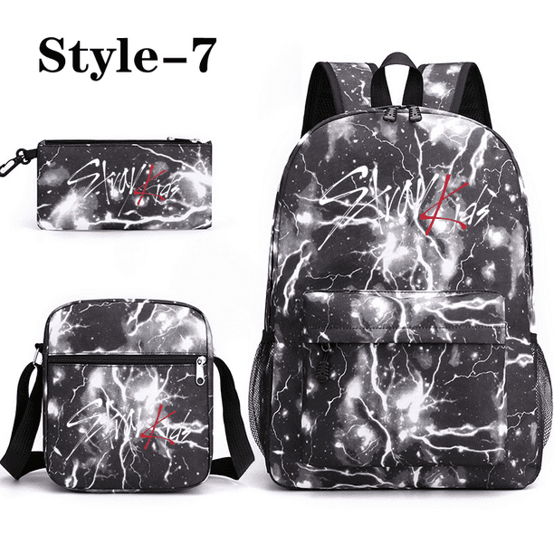 New fashion Korean K-POP three-piece backpack teenage school backpack shoulder bag pen bag large capacity schoolbag