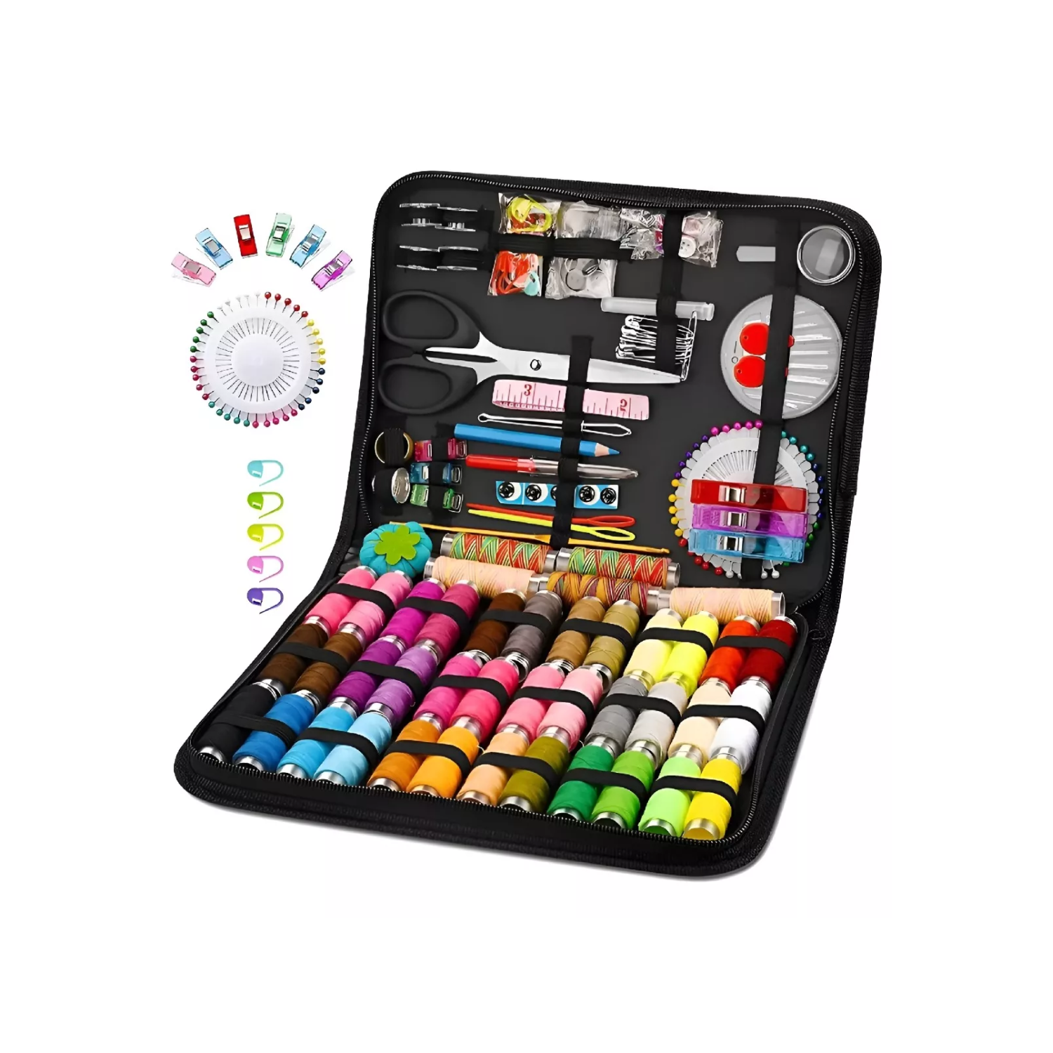 Importclick - Set Estuche Costurero Hilos Colores Bordado 206 Piezas