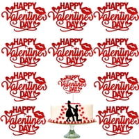 Cake Toppers Wiwufue Para El Día De San Valentín Con Purpurina Para Labios Rojos, 10 Unidades