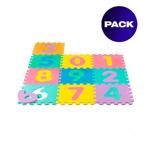 Genérico - Pack 3x Alfombra Piso Goma Eva Set 10 Cuadros Didactico Numeros 0-9 - Tatami