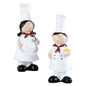 Bothyi - 2 Piezas Pareja Chef Figurilla Esculturas Cocinero Estatua Adornos Para Cabaña
