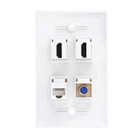 Placa De Pared Hdmi Coax Ethernet Ricnos 1 Puerto Cat 6 Rj45 1 Puerto Tv