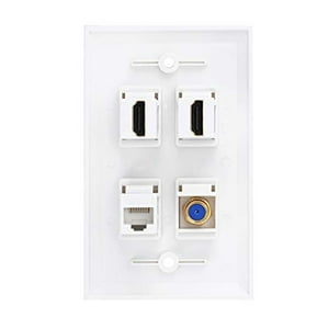 Placa De Pared Hdmi Coax Ethernet Ricnos 1 Puerto Cat 6 Rj45 1 Puerto Tv