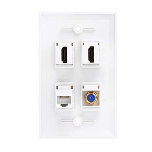 Placa De Pared Hdmi Coax Ethernet Ricnos 1 Puerto Cat 6 Rj45 1 Puerto Tv