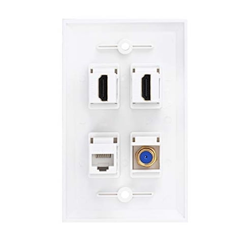 Placa De Pared Hdmi Coax Ethernet Ricnos 1 Puerto Cat 6 Rj45 1 Puerto Tv