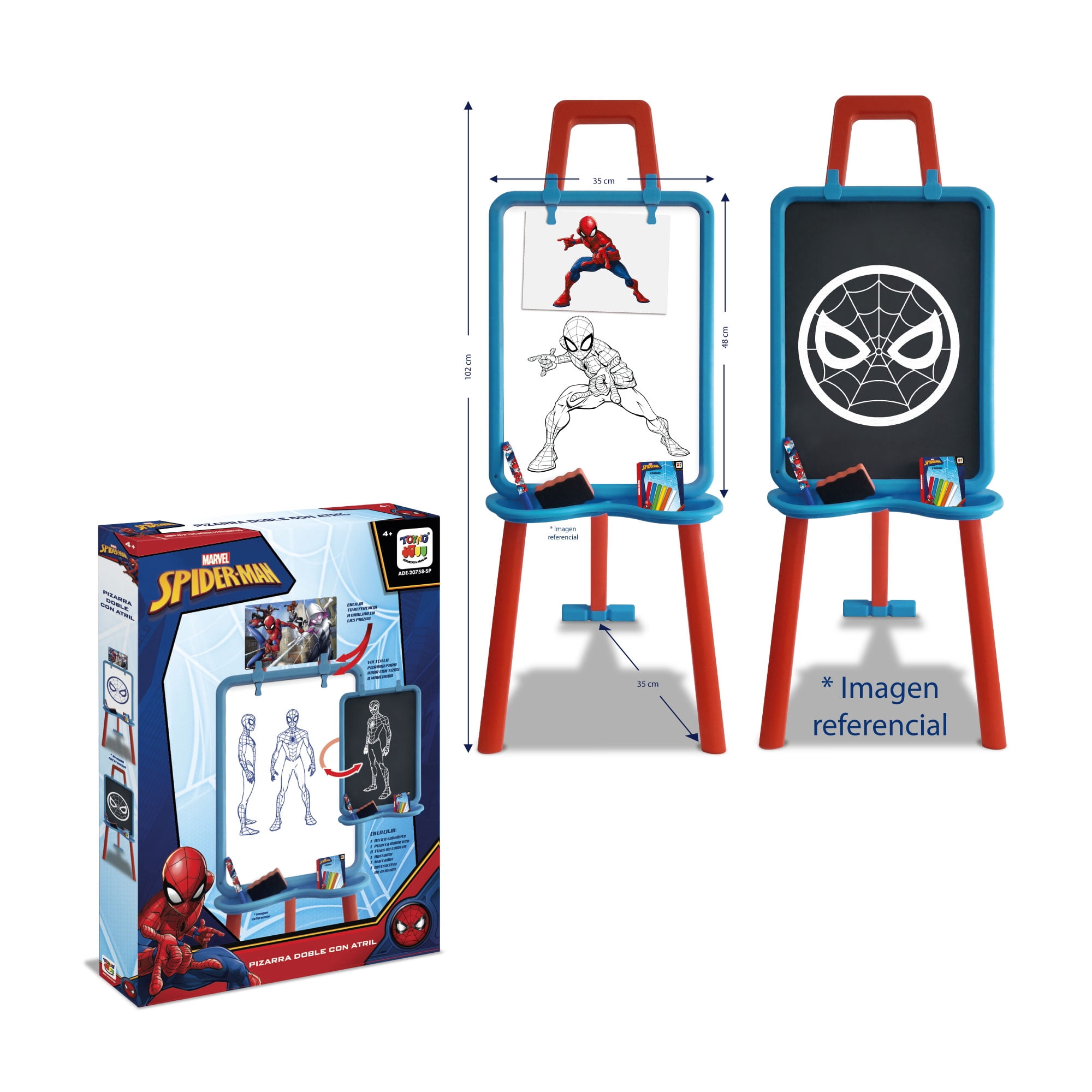 Toyng - Juego Educativo Pizarra Doble Con Atril - Spiderman