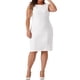 thumbnail image 2 of Agnes Orinda Vestido de Talla Grande para Mujer, Estilo Escolar Universitario, Sin Mangas, Cuello de Barco, Casual, Recto, Lápiz, para Trabajo, 6X Blanco, 2 of 6