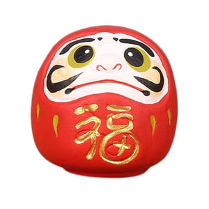Bothyi - Daruma Doll Estatua Artesanal Decorativo Para Mesa Estantería Decoración Rojo