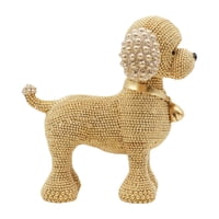 Magideal - Estatua De Perro De Resina Con Cuentas, Escultura De Animal, Decoración Del Hogar, Figura De Cachorro, Figura De Escritorio Para Boda, Chimenea, Estan Dorado