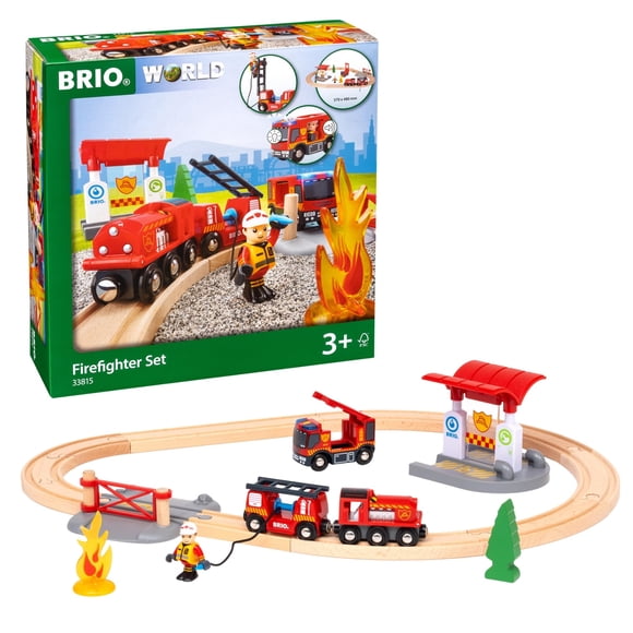 Set Rescue Firefighter BRIO World, tren de madera de 18 piezas, más de 3 años