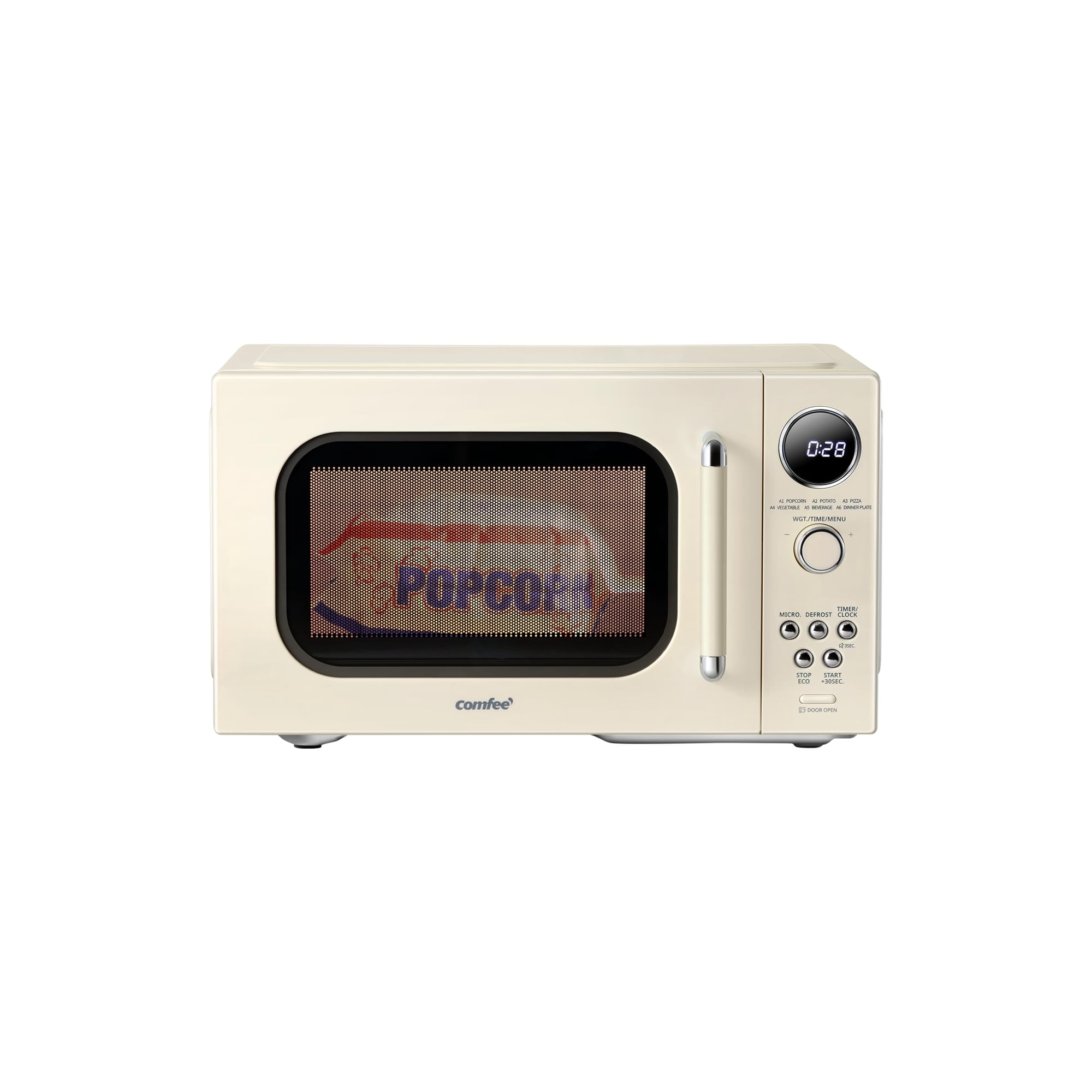 Horno Microondas Comfee' Retro De 0.9 Pies Cúbicos Y 900 W Con 6 Menús Automáticos