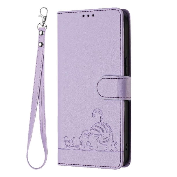 Funda tipo cartera FOXDOCK para Samsung Galaxy S22 Ultra con soporte, ranuras, RFID, diseño de gato