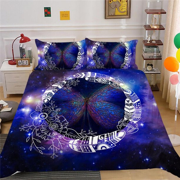 Mandala Starry Butterfly Quilt Duvet Cover Set Bedclothes Double Doona Cover3-Piece Bedding Set