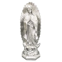 Magideal - Estatua De María Santísima, Decoración De Escritorio De Resina, Escultura Religiosa, Estatuilla De Nuestra Señora De Fátima Para Sala De Estar Y Ofici Plateado